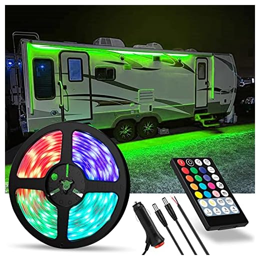 WELLUCK RV LED Camper Awning Lights, 12V, 12FT/3.6M, Dimmable, Remote Control, Warm White Mode and RGB Mode, LED Light Strip Exterior Lighting Fixture for RV Camping Canopy Motorhome Travel Trailer