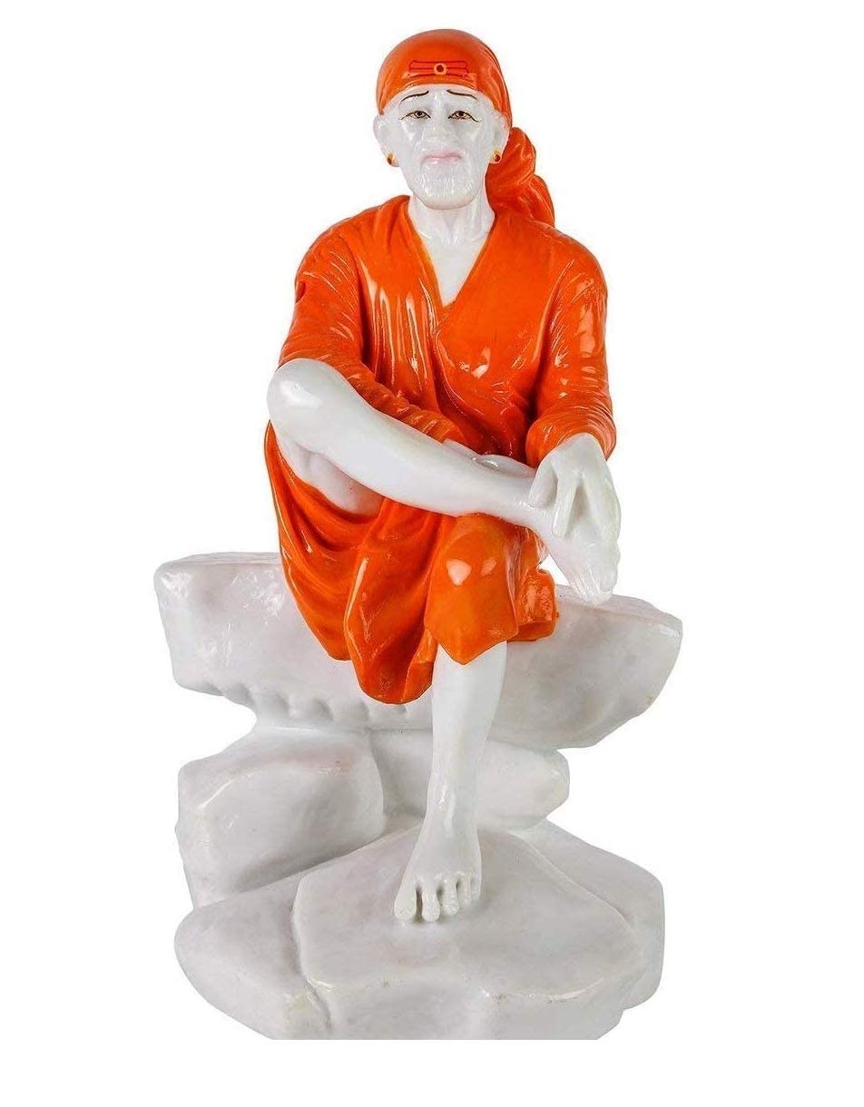 Statue Saibaba blanche pour tableau de bord réduit le stress en voiture