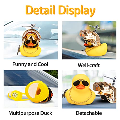 Image of wonuu 2Pcs Rubber Duck Car Ornaments, Squeeze Duck Dashboard Decorations Bicycle Decor for Cycling Motorcycle & Bicycle Accessories Decorations (X-Gold&Black)
