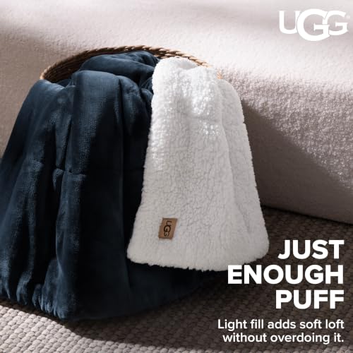 UGG Nita Throw Blanket, Reversible Plush Fleece, 50" x 70", Navy Blue - image 6