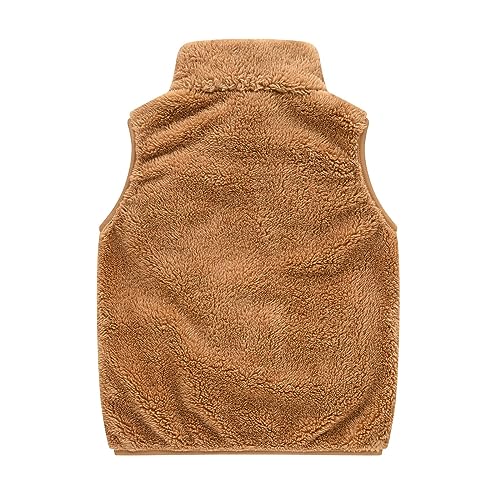 𝗣olar Fleece Vest for Kids Sleeveless Stand Collar Shaggy Windproof Coat Lightweight Solid Jacket with Pocket2