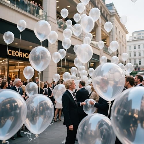Image of Clear Balloon 12 Inch, 110pcs Latex Party Balloons Helium Bright Color for Birthday Baby Shower Wedding Party Supplies Arch Garland Decoration