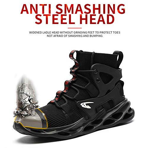 Coransber Steel Toe Shoes For Men Women Comfortable Fashion Safety Boots Lightweight Industrial & Construction Work Shoes Black #TOP1