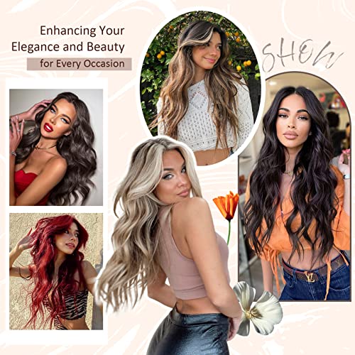 Nannan Black Clip In Hair Extensions Long Wavy U-Shaped Hair Extension With 5 Secure Clips Synthetic Hairpieces For Women #TOP6