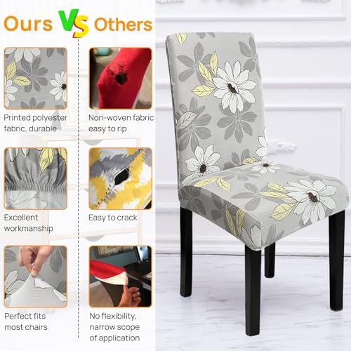 Sufdari Chair Covers 4 Grey Stretch Dining Chair Covers - Image 4