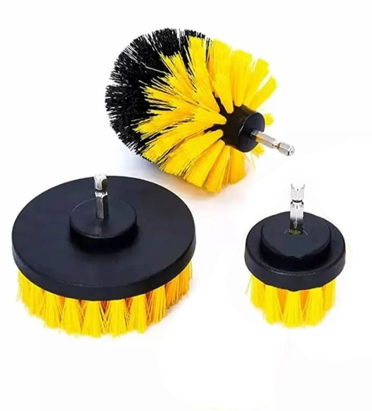 Inditrust Multifunctional Cleaning Scrubbing Plastic Brush Kit with 1/4" Hex Shank for Drill Attachment (Drill NOT Included) (3 Piece Set)-image-10