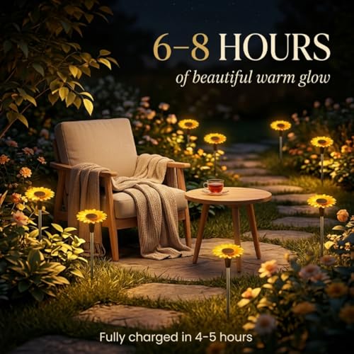 Image of hardoll Sunflower Shaped Solar Lights Outdoor Waterproof, Warm White Decorative Solar Light for Garden, Home & Pathway, Solar Lamp for Lawn, Patio & Decoration(Pack of 1)