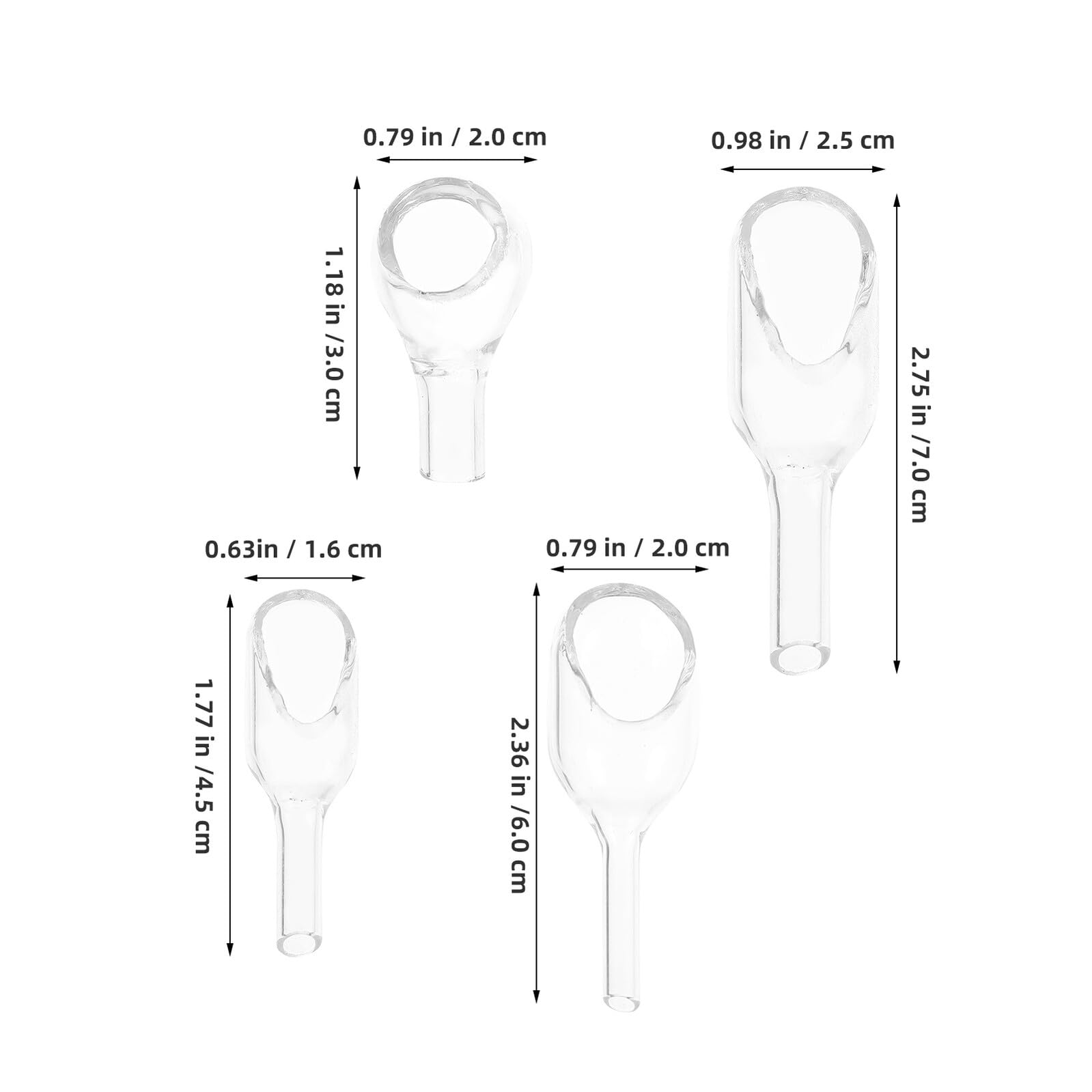 SOLUSTRE Glas Wägeschiffchen 4 Stück Transparentes Laborglas mit 4 Größen (15x25mm bis 25x75mm) – Temperaturbeständige Wägeschalen und Wiegetrichter für Laborproben und Chemische Analyse