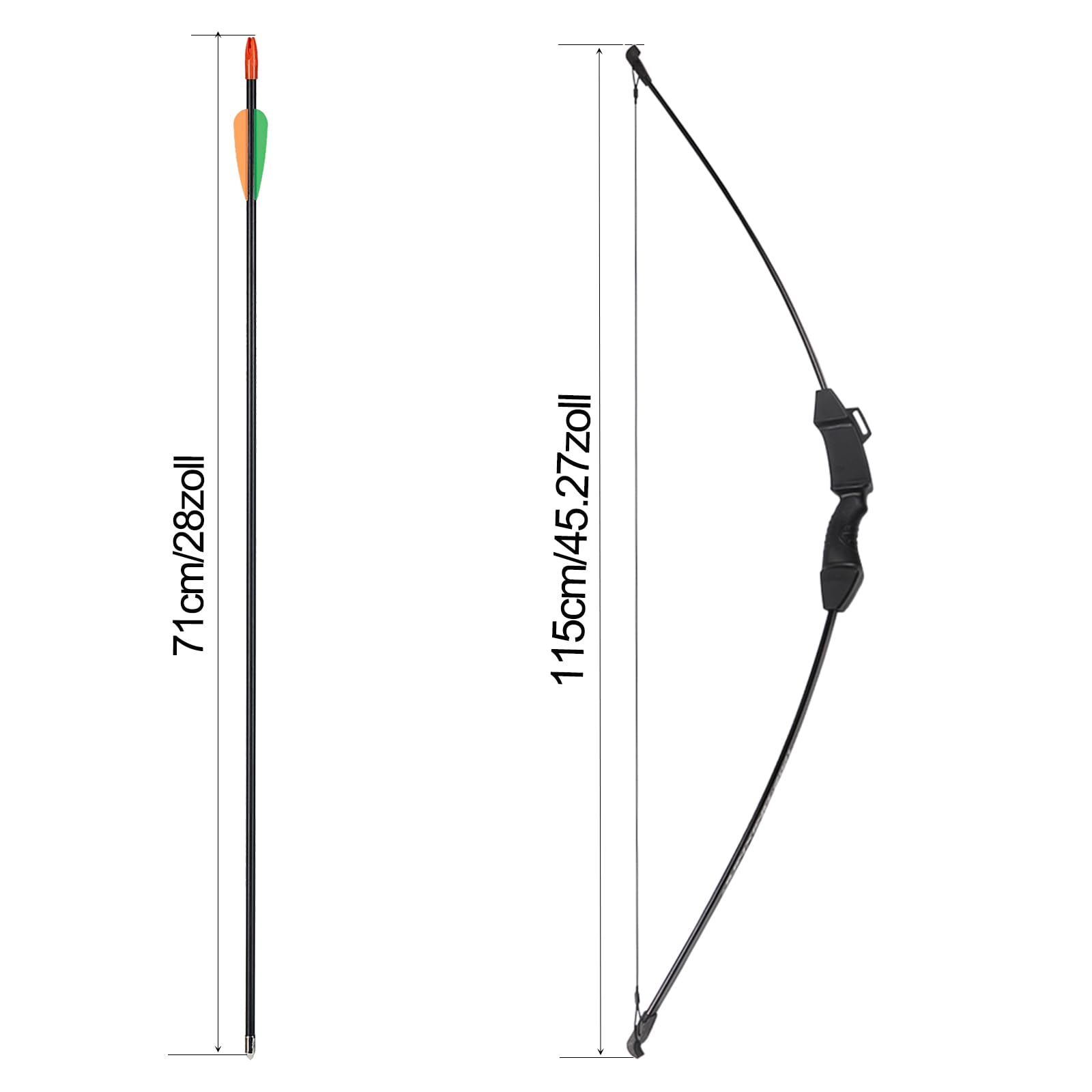 Arc et flèche Ensemble Takedown Arc recurve et 12pcs flèches en Fibre de Verre pour la Chasse Junior débutant Main Gauche et Droite 15lbs