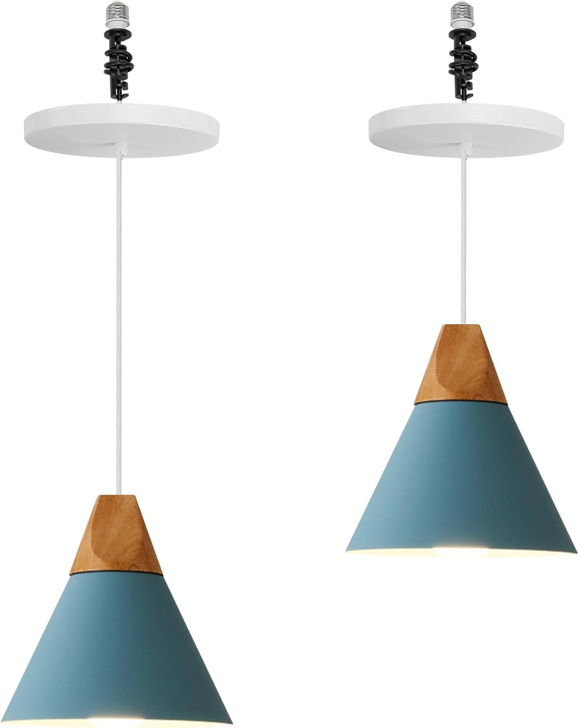 Kiven Instant Light Conversion Kit for 4/5/6inch Hole,2 Pack White Farmhouse Lighting Recessed Can Light Conversion Kit to Pendant with E26 Screw-in Adapter for Kitchen Island Hallway TB0107