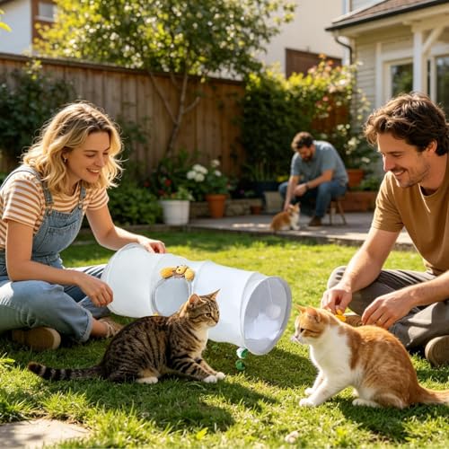 Juguete túnel para gatos con agujero para mirar y estructura plegable 4