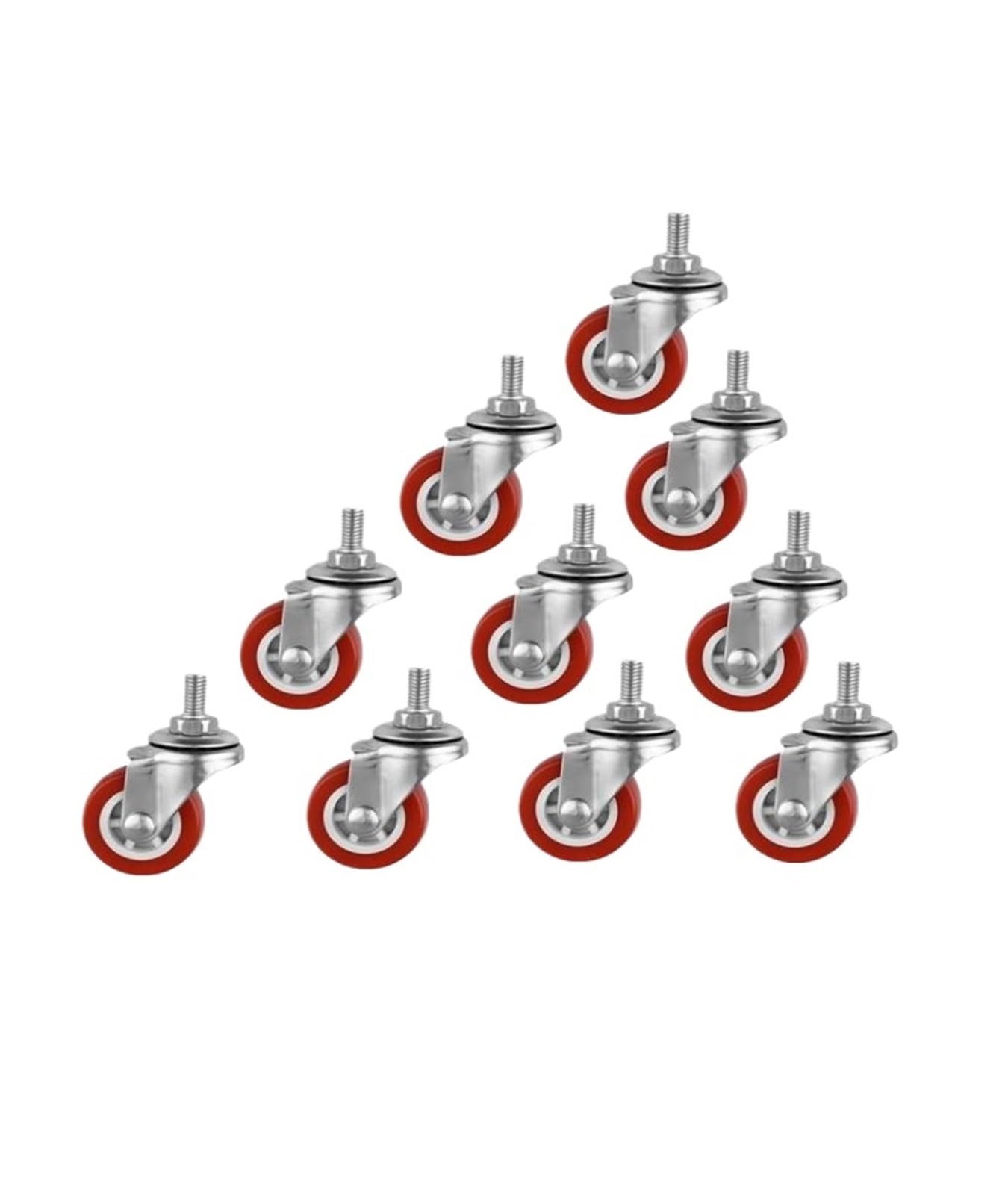 Roulette à vis M8 rouge lot de 10 roues en PVC de 1.5 pouce