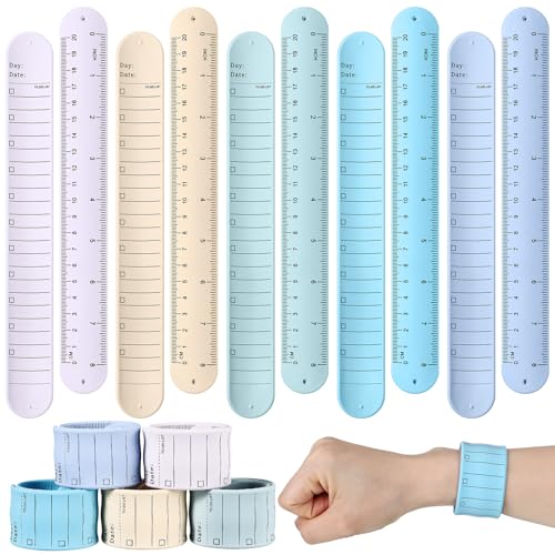 Chuangdi Silicone Nurse Slap Bracelet Reusable Wearable Notepad Wristband Waterproof to Do List Memo Wrist Band Writable Erasable Strap for Planner Reminder(Light Colors,5 Pieces)