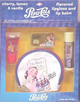 Flavored Lip Gloss and Lip Balm with Pouch Set Cherry, Lemon & Vanilla