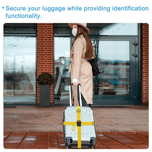 Image of PATIKIL Luggage Strap with Combination Lock Luggage Tag and Loop 78 inchx2 inch, 4 Set Adjustable Suitcase Belt for Travel Packing Bag Closure Identify, Black