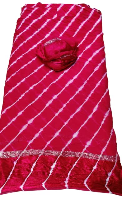 ANJU SAREE CENTER Women's latest Satan patta fabric with Leheriya designing Saree With blouse(ACS-03)-image-41