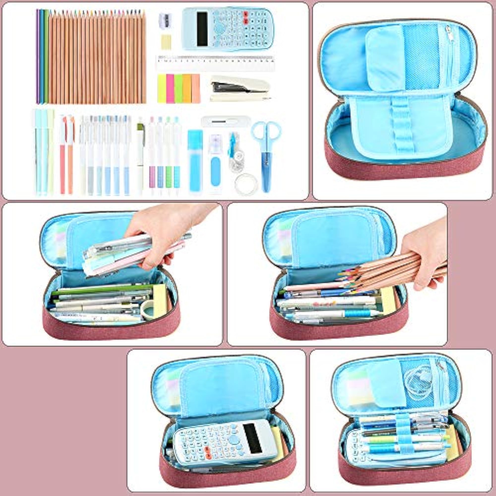 Unisex Big Capacity Waterproof Pencil Pouch, Durable Stationery Bag
