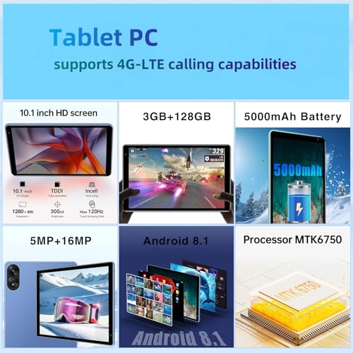 Image of Tablet with Keyboard，G1，10.1 inch Screen，3GB RAM，128G+128G Memory，4G LTE Android Tablet with Dual SIM Slots, 5MP+16MP Camera, 5000mAh Battery，Notebook Computer (Black, 1)