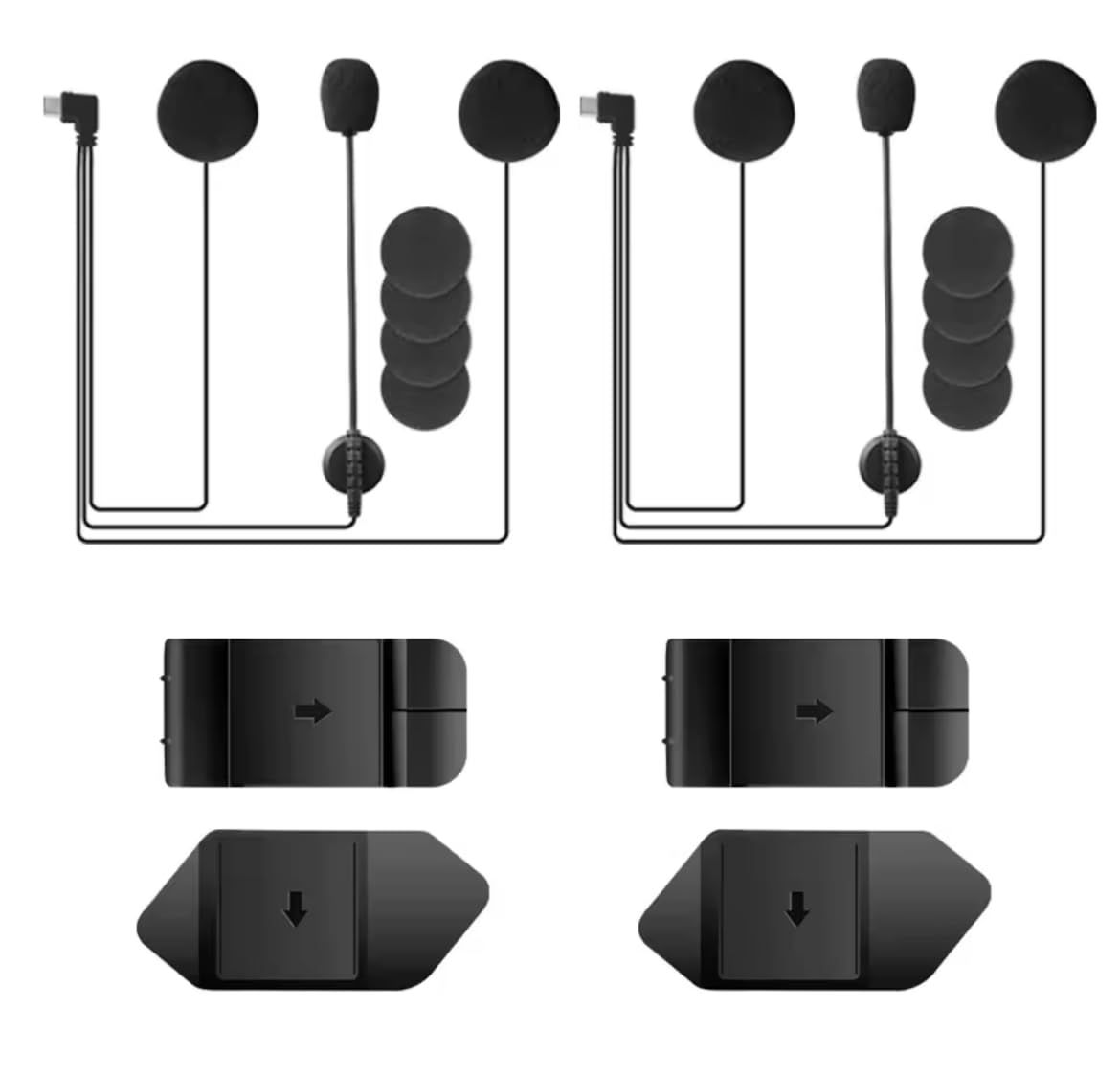 2X Repuesto intercom V6 USB C Auriculares micrófono y Soporte intercomunicador V6 V4 Bluetooth Interphone Headset Motocicleta para Walkie-Talkie Interphone Micrófono y Clip para Casco de Motocicleta