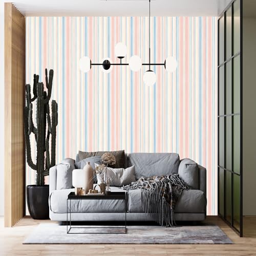 Genérico Papel Pintado Moderno De Rayas Pastel Adhesivas Minimalista Mono Adhesivo Adhesivo Papel Tapizado Pesado Autoadhesivo Para Dormitorio, Salón Habitación Decoración Del Hogar 100Cm(H) X140