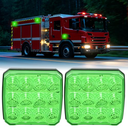 Image of Nilight Magnetic Strobe Lights 2PCS Green 12 LED Rechargeable Warning | 18 Flash Patterns Waterproof Wireless Emergency Hazard Beacon for Trucks Trailers Snow Plows Buses Cars