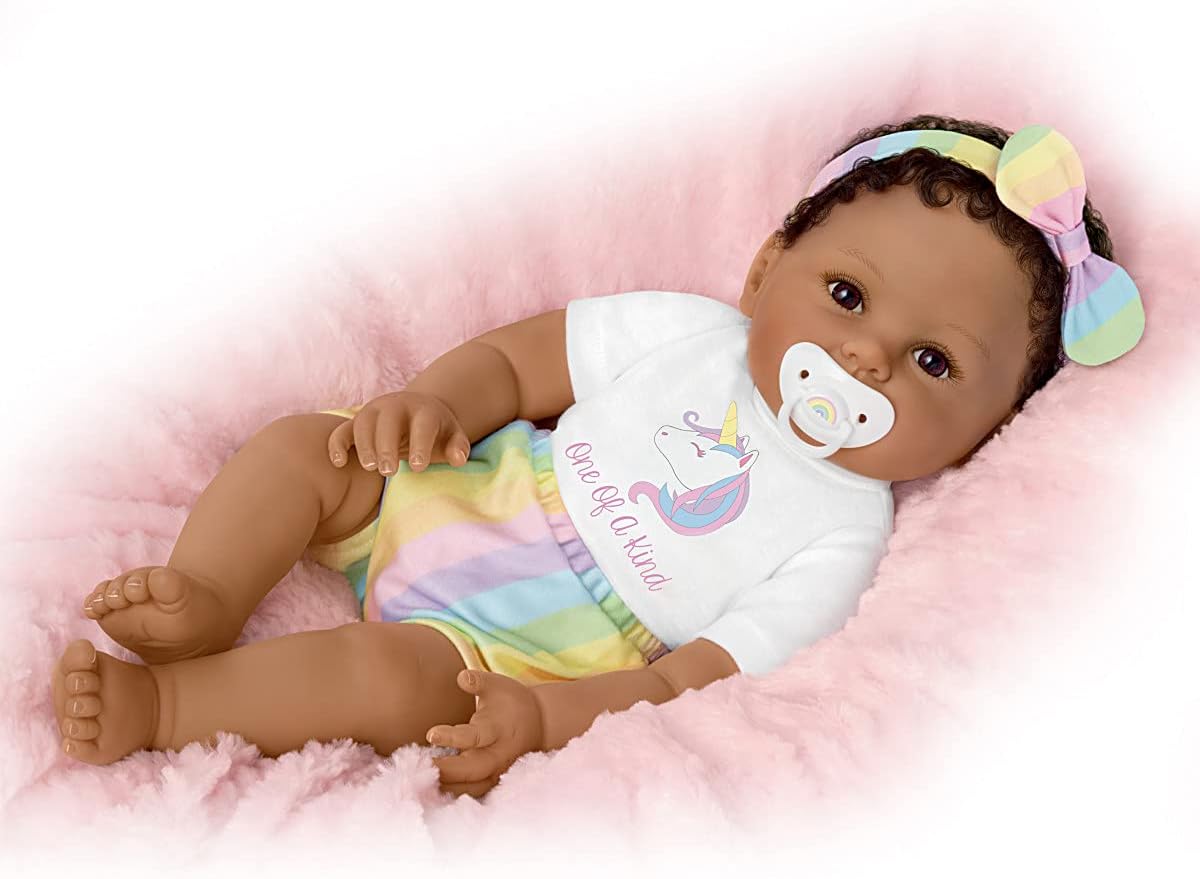 The Ashton-Drake Galleries One-of-a-Kind Ciara Baby Doll, 18 inches, by Ping Lau, RealTouch Vinyl, Black Hair