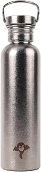 Titanium Water Bottle 25oz, Wide Mouth Ultralight Sport Bottle, Leak Proof, Fits Outdoor Hiking Camping Cycling, BPA Free 750ml