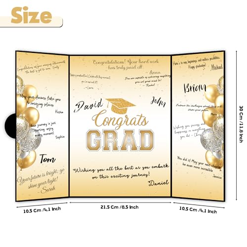 Image of Graduation Decorations 2025 Guest Book, Grad Party Decorations Class of 2025, Black and Gold Themed