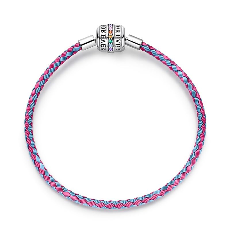 LMLMECREA Damen Charm Armband mit Rosegold Rundem Verschluss - Bettelarmband 925er-Sterlingsilber -Kmpatibel Mit Charms Anhänger