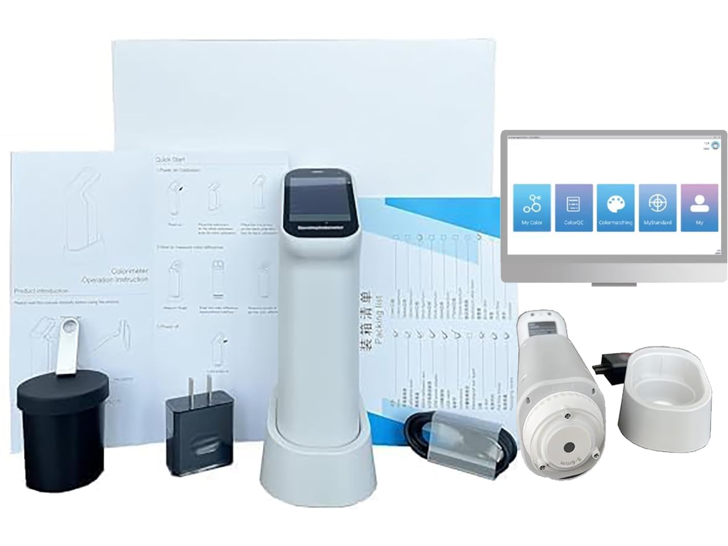 Handheld Colorimeter Color Meter Tester with Camera Function 3mm 6mm 11mm Measuring Aperture for Coating Ceramic Plastic Paint Fluorescent Color Comparison