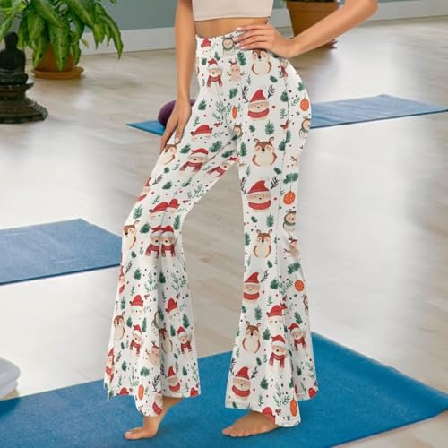 Christmas Pants for Women Yoga Pants High Waist Flare Pants Slit Yoga Leggings Tummy Control Pants Workout Pants3
