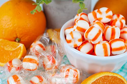 Stewart Old Fashioned Orange Flavored Pure Sugar Candy Puff Balls - Individually Wrapped Candy Snack, Fat-Free, Cholesterol-Free, Gluten-Free, Made In The Usa - 27Oz Tub #TOP6