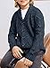 rrhss Boys Cable Knit Cardigan Sweater Kids Button Down Shawl Collar Outwear Sweater with Pockets 3-12 Years Navy Blue