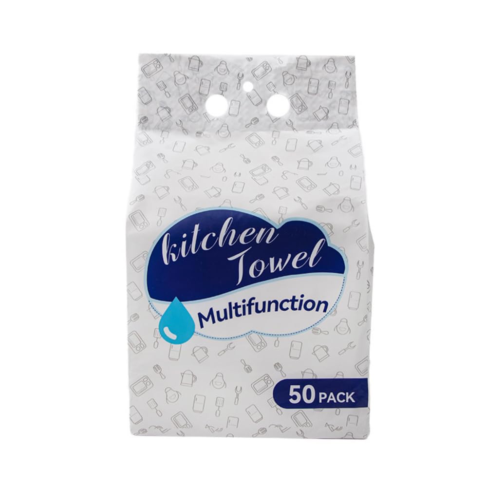 SKY-TOUCH Wall-Hanging Disposable Tissues, Disposable Face Towel, Wet and dry facial cleansing wipes Highly Absorbent, Hand Towel,Sterilized Tissues for Germ Protection,1 pack - 50 Sheet,1 Hook