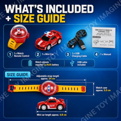Image of Toy Imagine Remote Control Watch Car Toy for Kids, White or Red