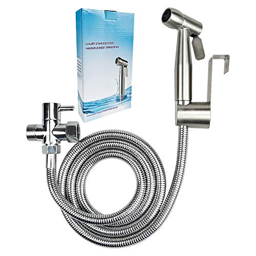Bretoes Stainless Steel Hand-Held Bidet Toilet Sprayer - Bidet Sprayer - For Personal Hygiene And Bedpan WC Spray (Bidet Sprayer (Full Set) Chrome)