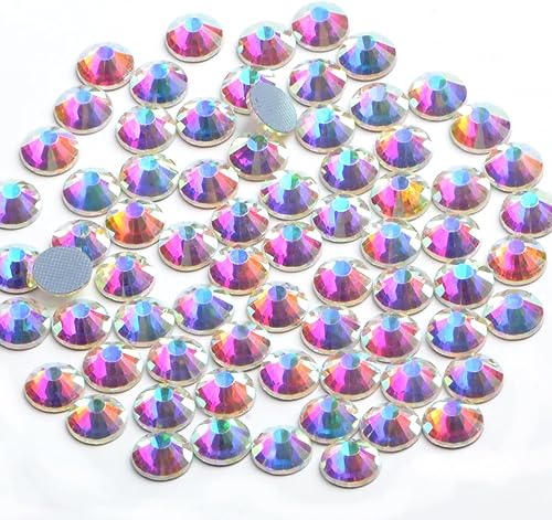 Image of Bymitel Hotfix Crystal Rhinestones Round Gems Iron on DIY Jewelry Making Flat Back for Crafts, Crystal AB, 7mm (SS34 /144pcs)