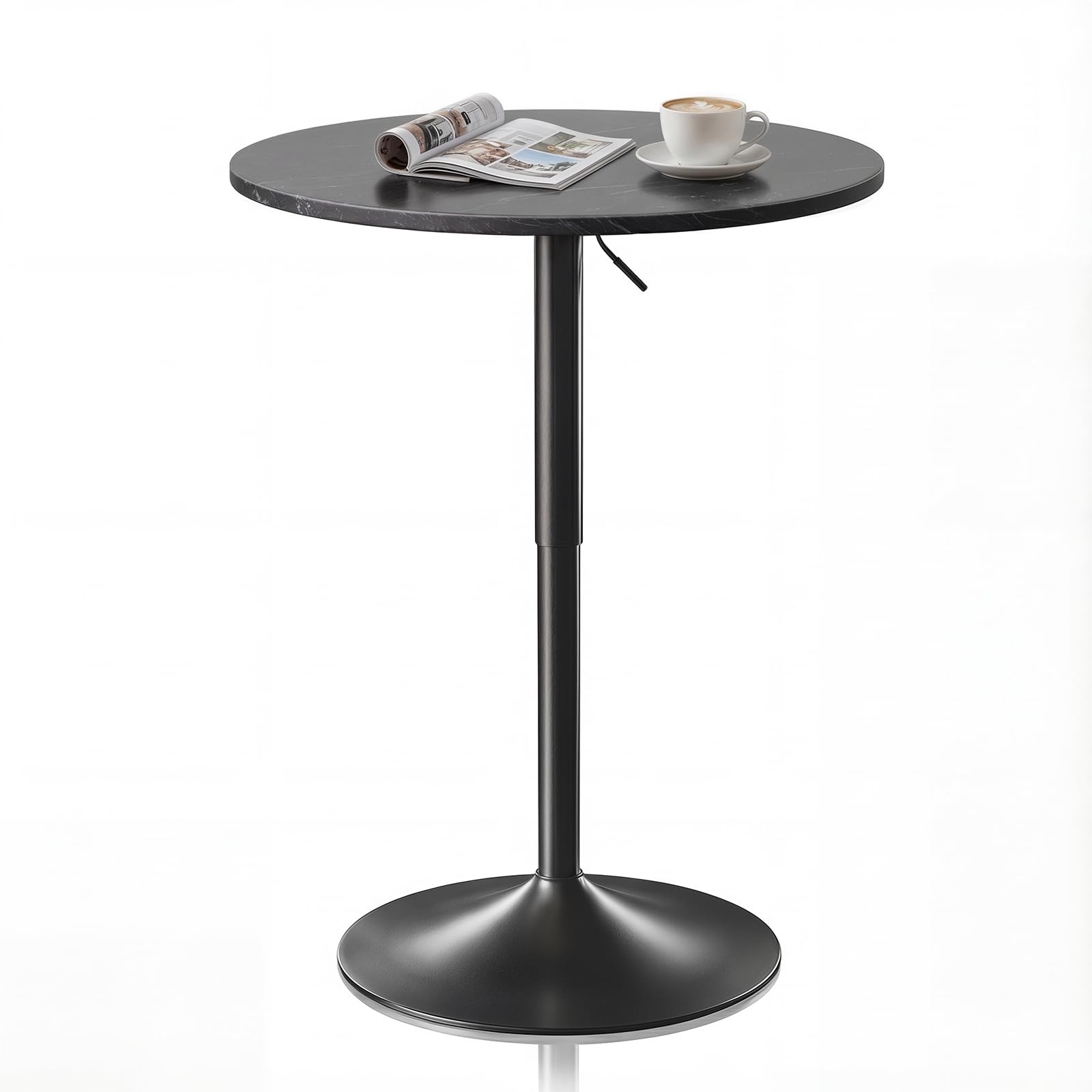 Magshion 23.5'' Round Adjustable Height Wood Bar Pub Table Adjustable Range 27.5"-36" Living Room Dining Room Bar Cocktail Table