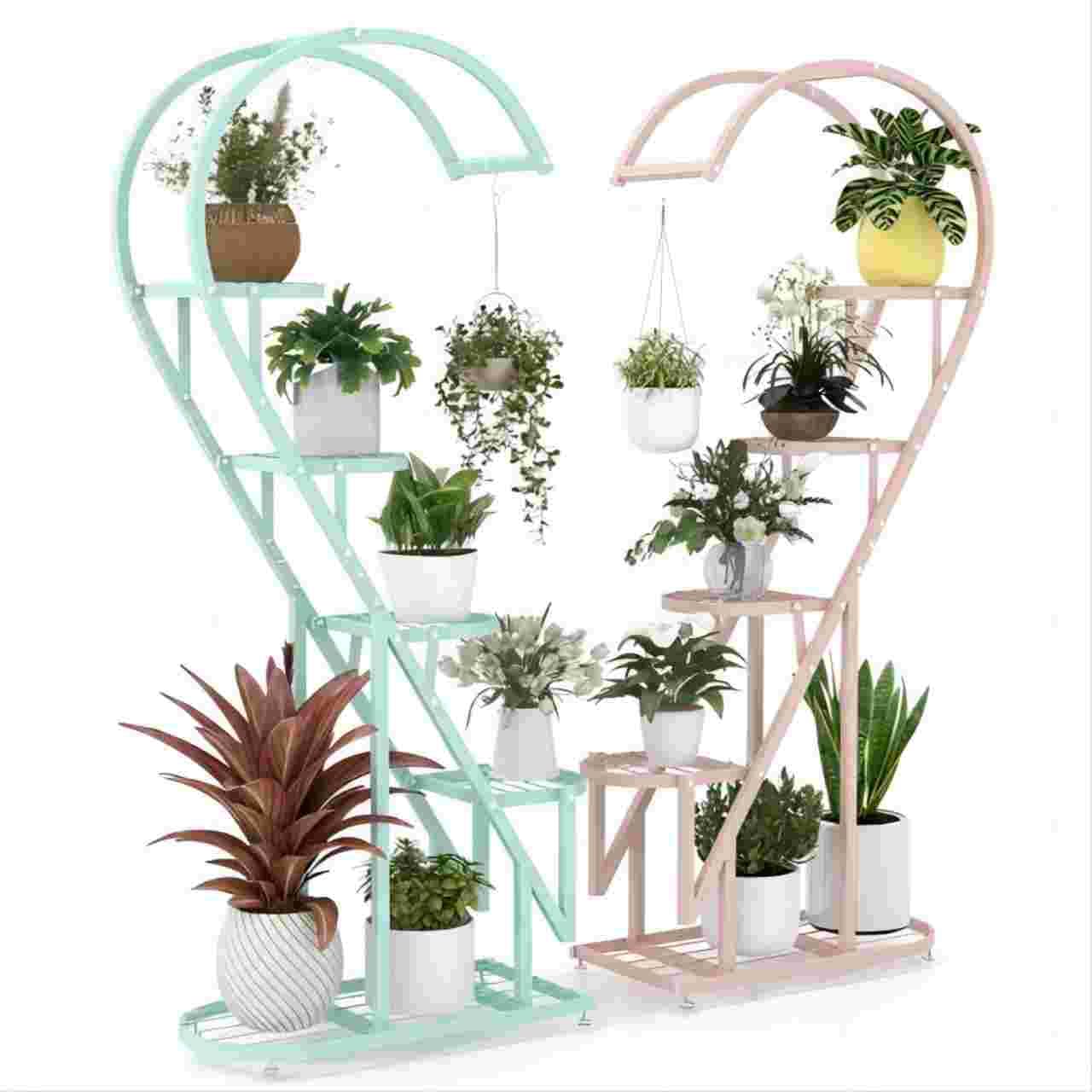 Support à plantes à 5 niveaux pour organiser les pots encombrants du salon et du balcon