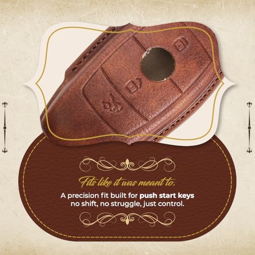 Image of keyzone dual leather key cover for Mercedes-Benz E-Class S-Class A-Class C-Class G-Class 2020 Onwards 4 button smart key