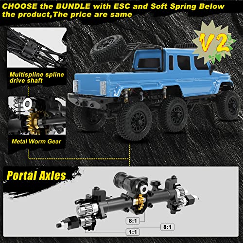 Panda Hobby Tetra24 X3 6X6 V2, 1/24 Rc Crawler Rc Truck 6Wd, Portal Axles & Electrified Magnetic Body Blue #TOP1