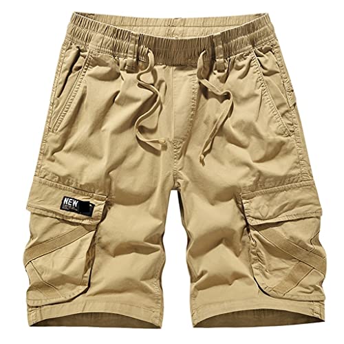 Short de fret d'été décontracté bermuda kaki lâche pour homme avec poches