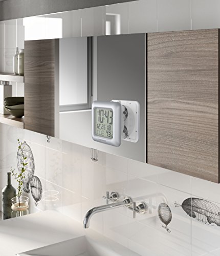 Kadams Bathroom Shower Digital Wall Clock - Water Resistant - Large Display Led Wall Clock - Seconds Counter - Temperature & Calendar Display - Suction Cup, Multiple Mounting Options (Silver) #TOP4