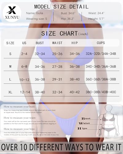 Image of XUNYU Thong Bikini Sets for Women - Brazilian Micro String Bikinis Sexy Two Piece Swimsuit Triangle Top Halter Bathing Suits