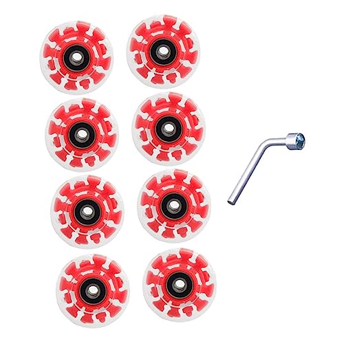 ARTSEWPLY 1 Set Glowing Double Row Ice Skate Wheels Light Up Wheels with Bearings Wrench Durable PU Material for Enhanced Grip Streets and Sidewalks for Roller Skating Fun