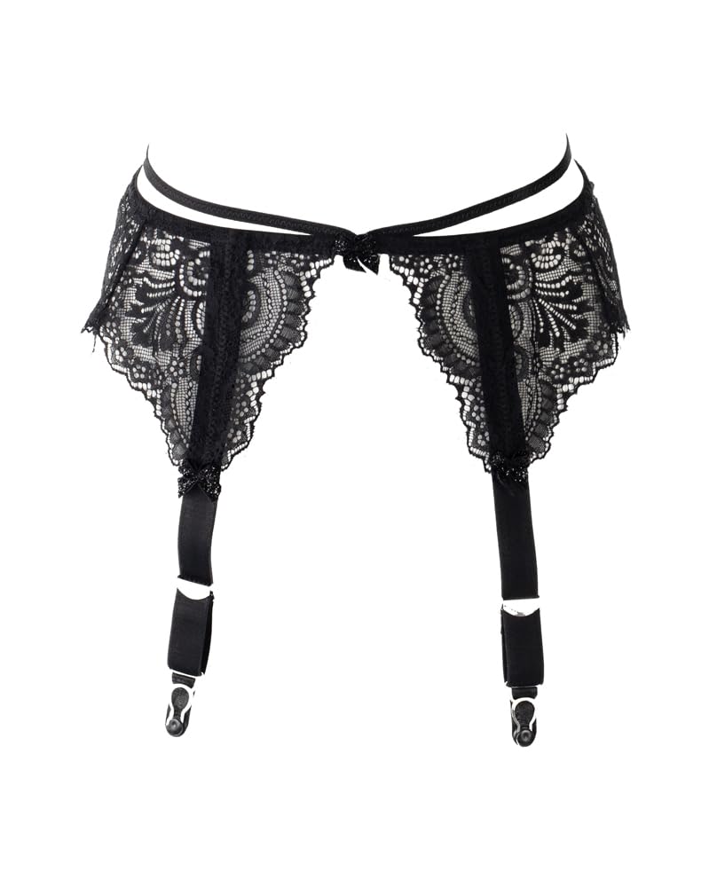 EROS VENEZIANI Reggicalze in Pizzo Nero, Made in Italy, 3077