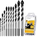 10PCS Tile Drill Bits Set, Professional Masonry Drill Bits Set for Porcelain/Glass/Brick/Plastic/Cement/Wood/Tile/Etc (3mm to 12mm)