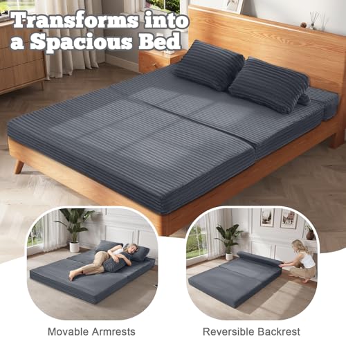 Colchón plegable con almohadas estilo sofá cama de pana 6