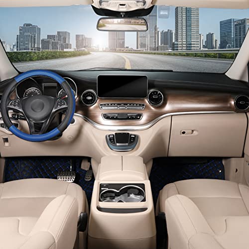 Seg Direct Black And Blue Microfiber Leather Auto Car Steering Wheel Cover Universal 15 Inch #TOP1