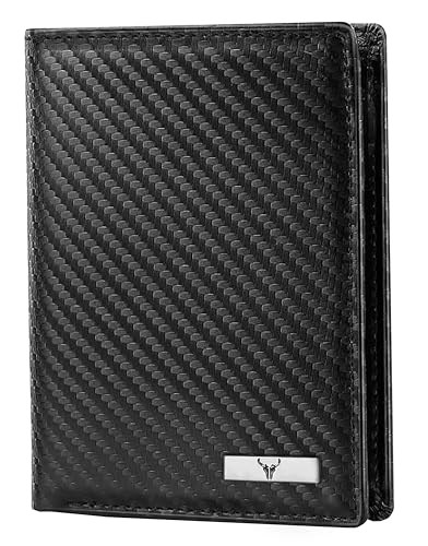 Image of NAPA HIDE Carbon Fiber Leather Wallets for Men (Black & Tan1)